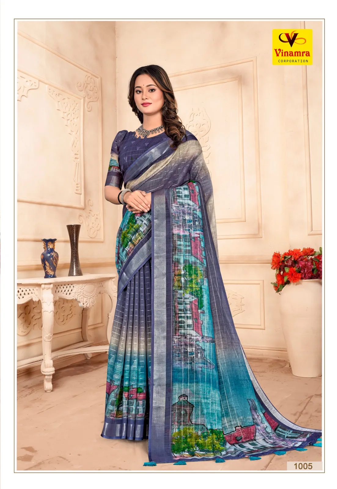 Buy Lilen Material Saree in Surat - Reseller Bazzar